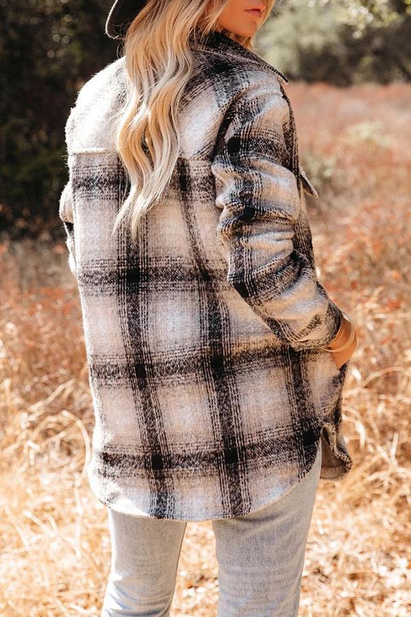 Plaid Lapel Button Down Pocket Shacket