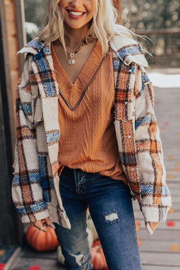 Plaid Printed Thermal Jacket