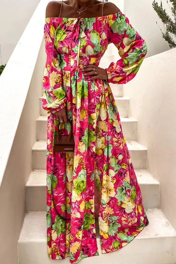 Tropical Off Shoulder Maxi Dress