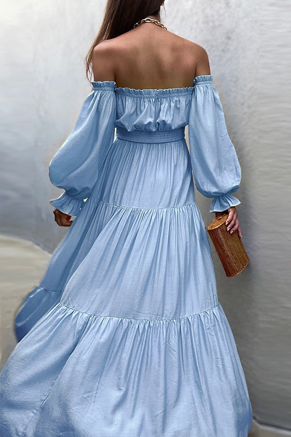 Spring and Summer Ruffle off Shoulder Casual Dress