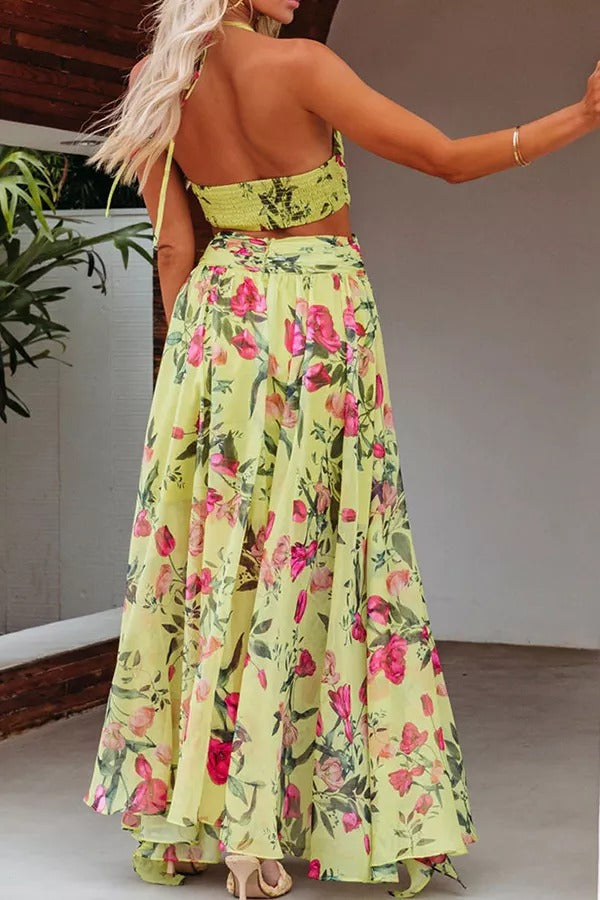 Music Festival Floral Cutout Maxi Dress