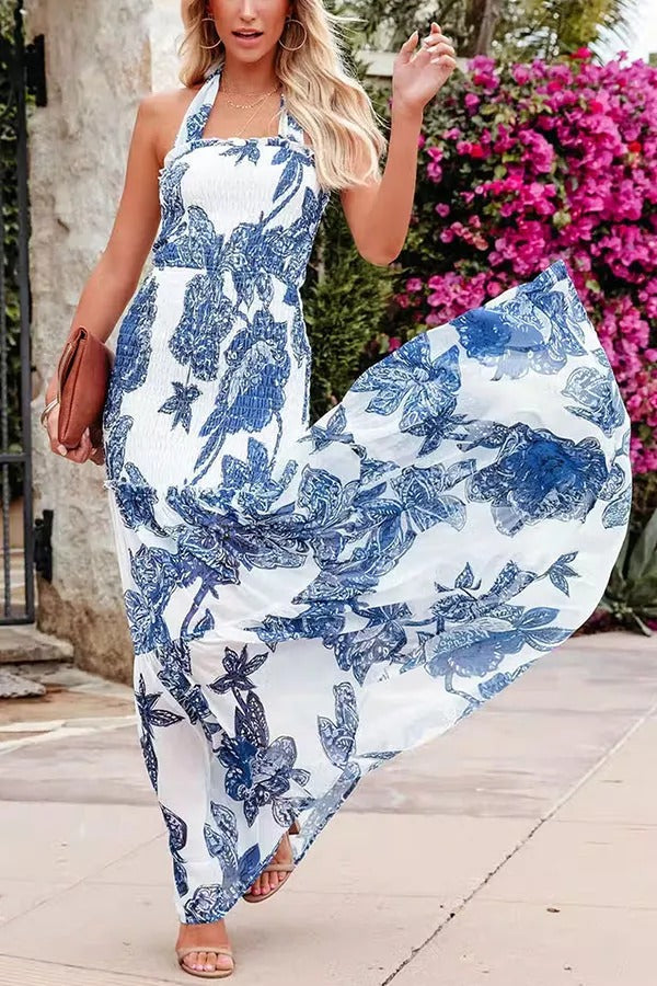 Calling Your Name Smocked Halter Maxi Dress