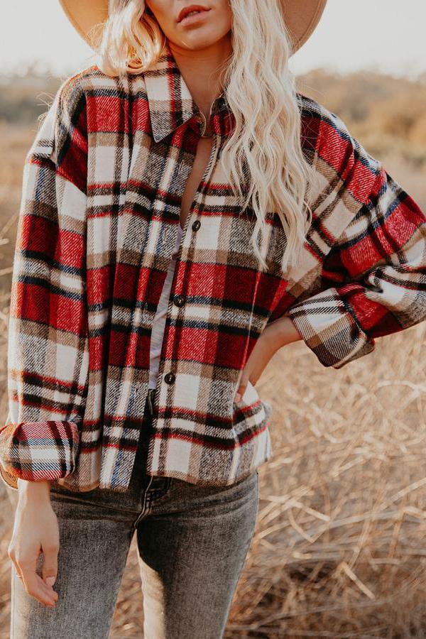 Rocha Plaid Button Down Jacket