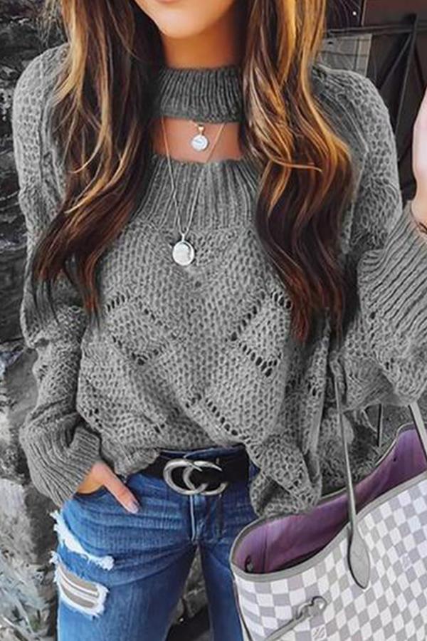 Cutout Hollow-Out Pullover Sweater