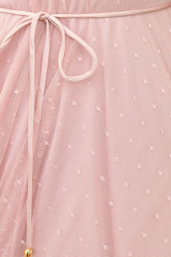 Summer Cinderella Tulle Polka Dots Tie Straps Midi Dress