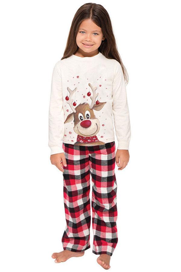 Christmas Family Pack  Elk Printed Parent-child Long Sleeve Pajamas Set Home Service