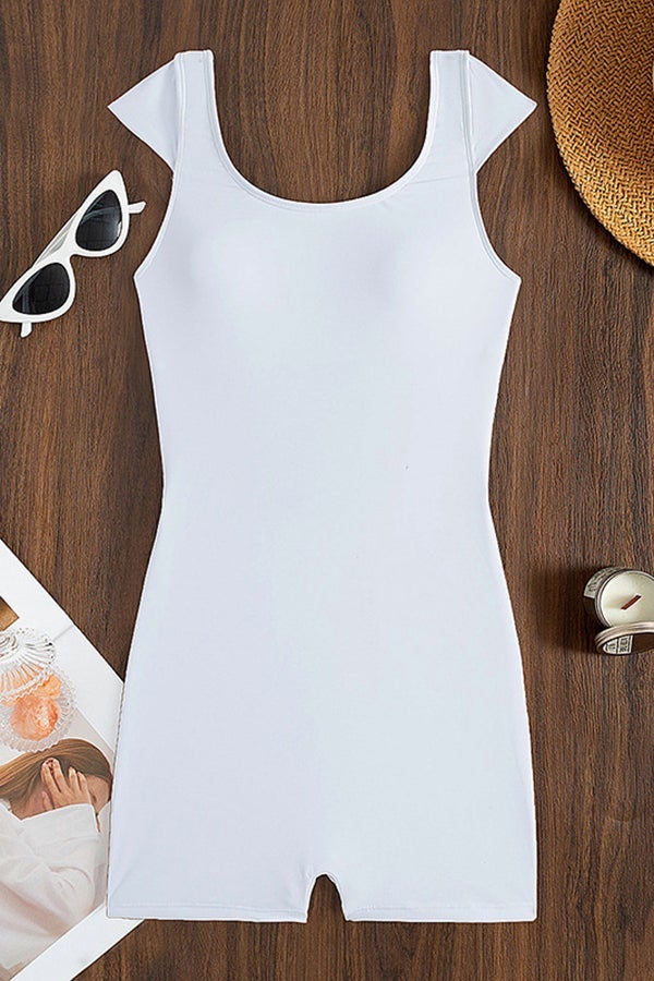 Basic Open Back One-piece Swimsuit