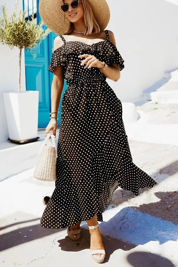 Pretty Little Polka Dot Slit Midi Dress