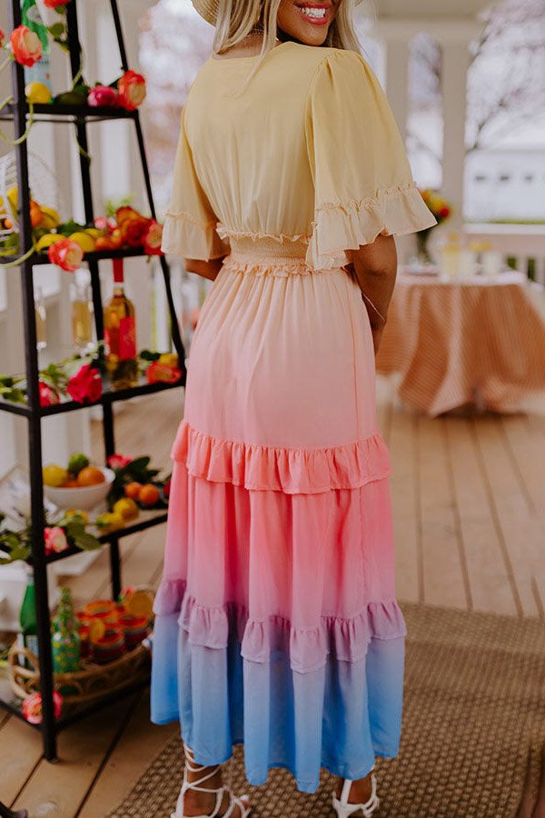 Delicate Sunset Gradient Casual Holiday Maxi Dress