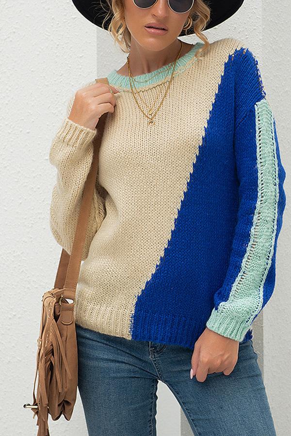 Round neck long sleeve sweater