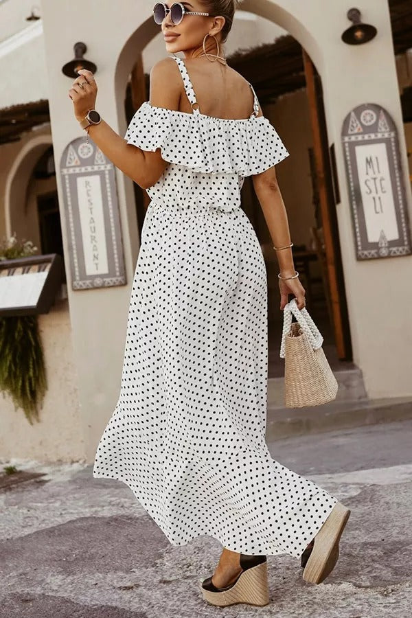 Pretty Little Polka Dot Slit Midi Dress