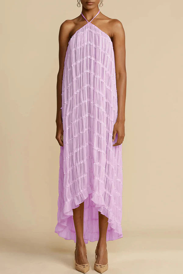 Versatility and Vintage Charm Pleated Drawstring Waist Tiered Maxi Skirt