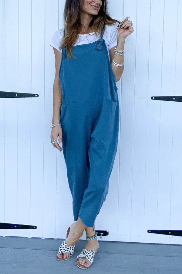 Stroke casual solid color jumpsuit