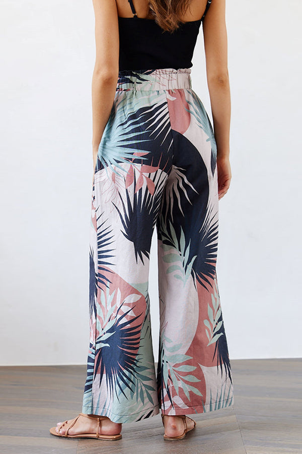 Tropical Leaf Printed Pants