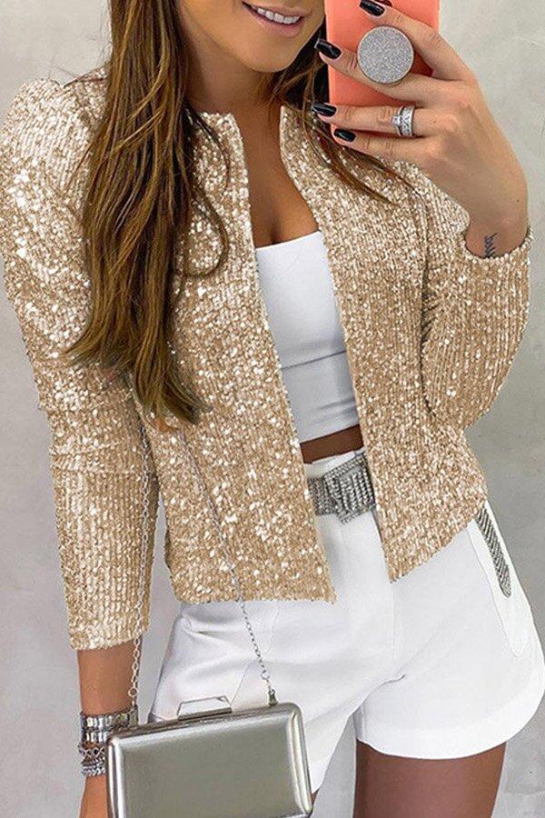 Modern Stylish Sequins Full Short Jacket