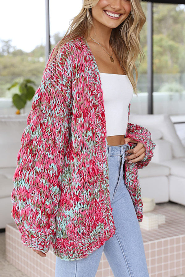 Color Loose Knit Cardigan