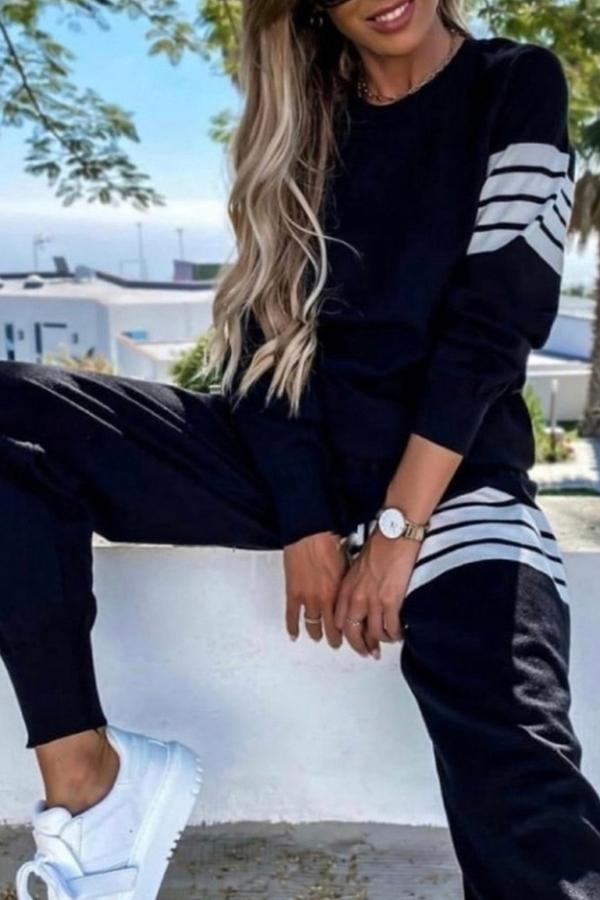 Casual Loose High Neck Top Pants Suit