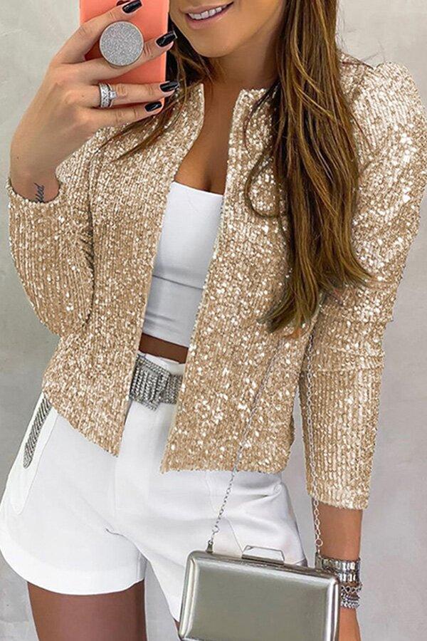 Modern Stylish Sequins Full Short Jacket