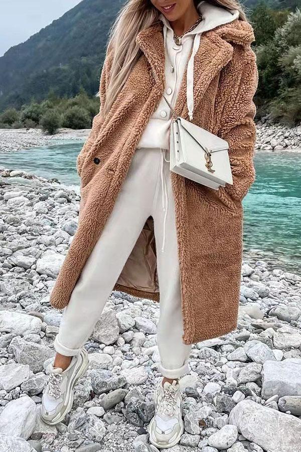 Solid Color Button Up Teddy Coat