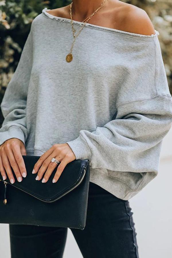 Batwing Sleeve Off Shoulder Sweatshirt