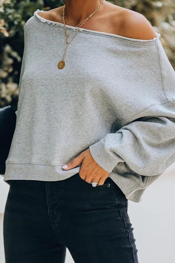 Batwing Sleeve Off Shoulder Sweatshirt