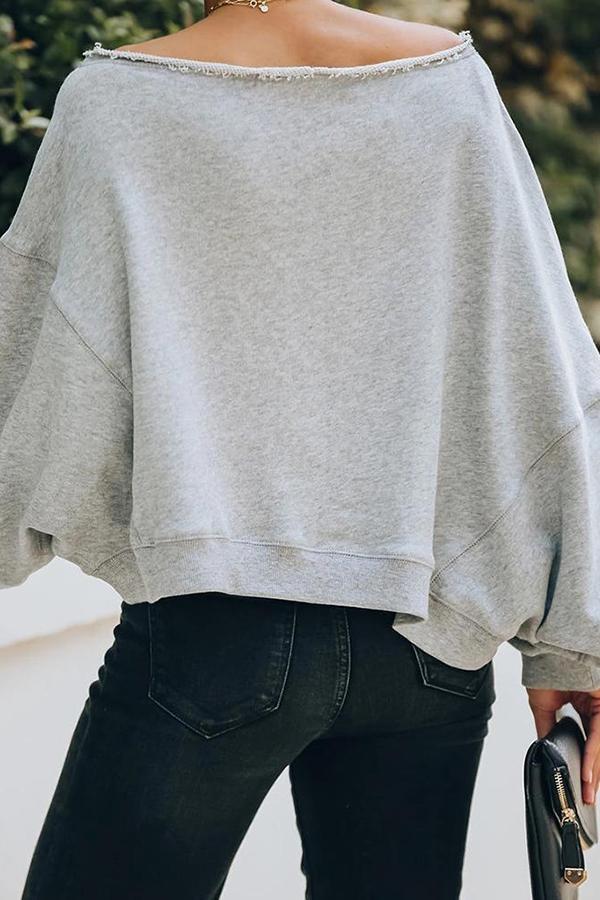 Batwing Sleeve Off Shoulder Sweatshirt