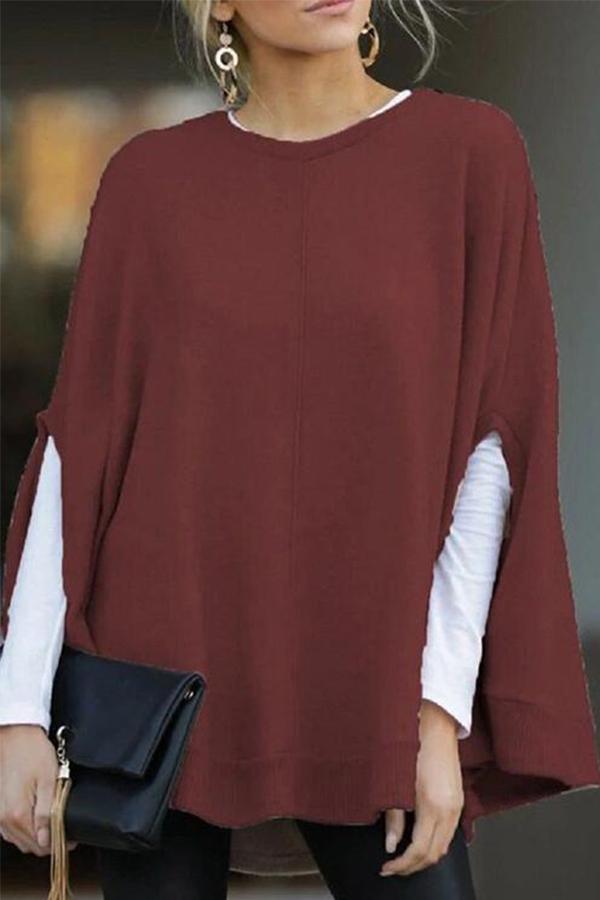 Crewneck Batwing Sleeve Cloak Tops