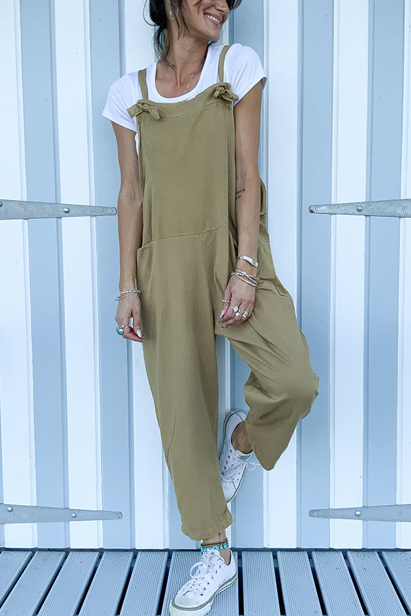 Stroke casual solid color jumpsuit