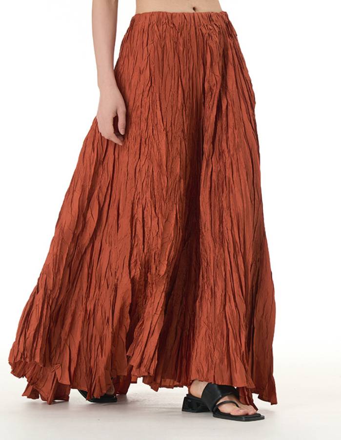 Flowing draped smocked skirt