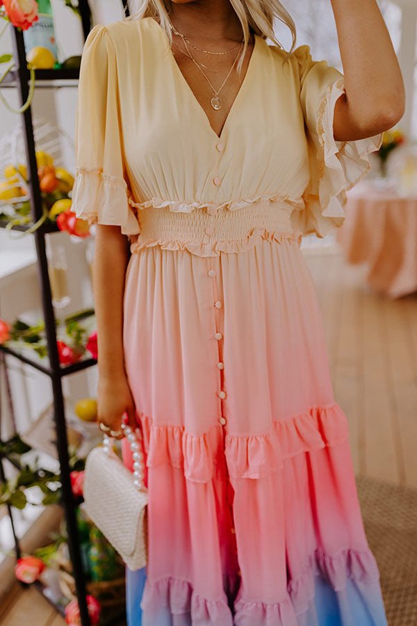 Delicate Sunset Gradient Casual Holiday Maxi Dress