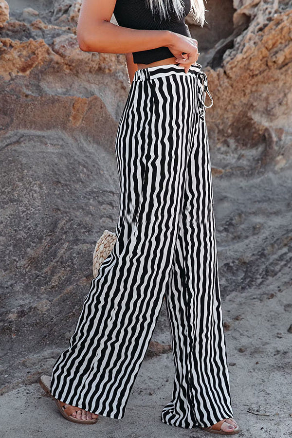 Choppy Waters High Rise Striped Print Pants