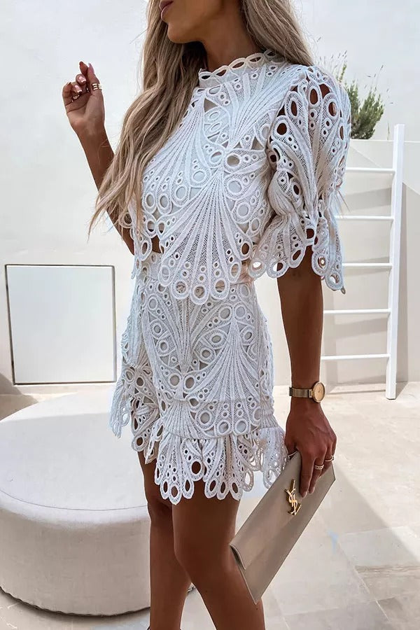 Pretty Personality Crochet Lace Shorts Suit