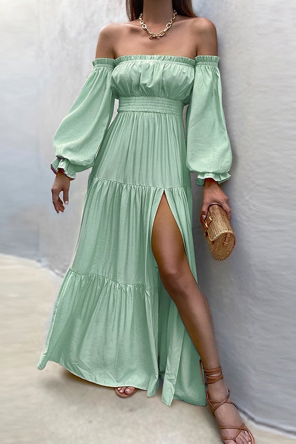 Spring and Summer Ruffle off Shoulder Casual Dress