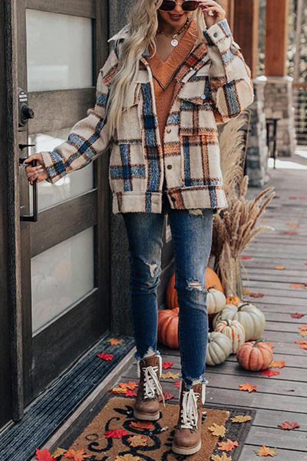 Plaid Printed Thermal Jacket