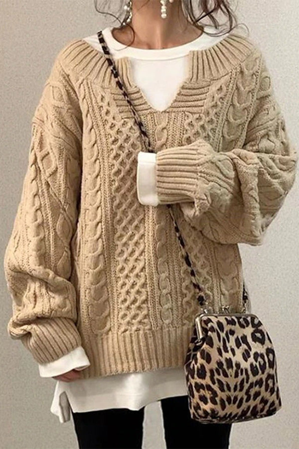 Knitted Pattern Casual Knit Sweater