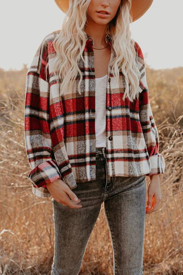 Rocha Plaid Button Down Jacket