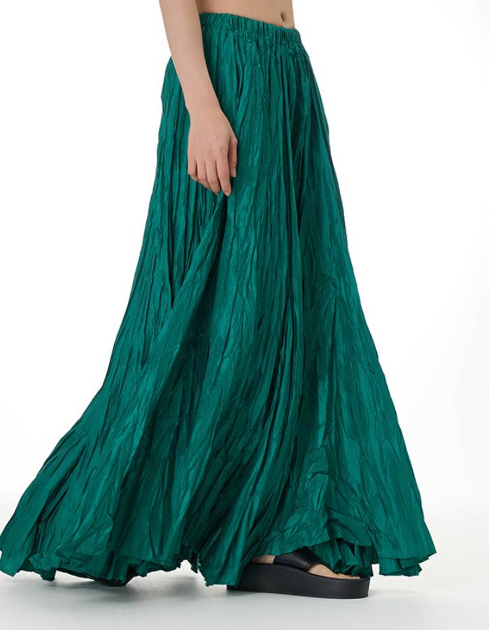 Flowing draped smocked skirt