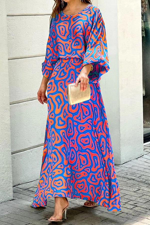 New Loose Printed High Waist Long Dress Suit