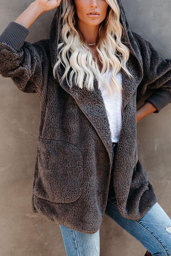 Pocketed Plush Loose Cardigan