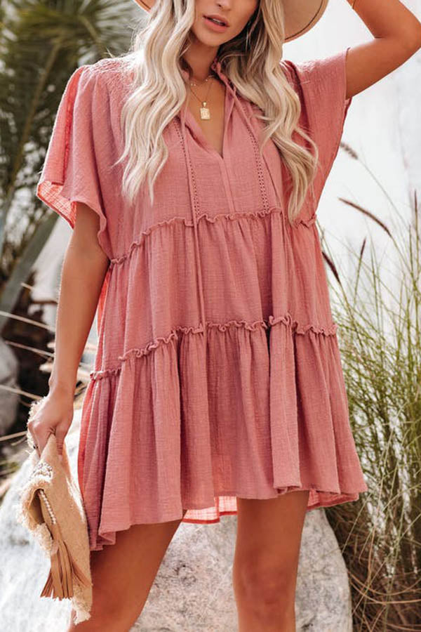 Seaside Dream Cotton Tiered Babydoll Tunic Dress