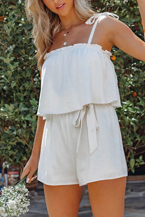 Sonia Linen Blend Tie Strap Romper