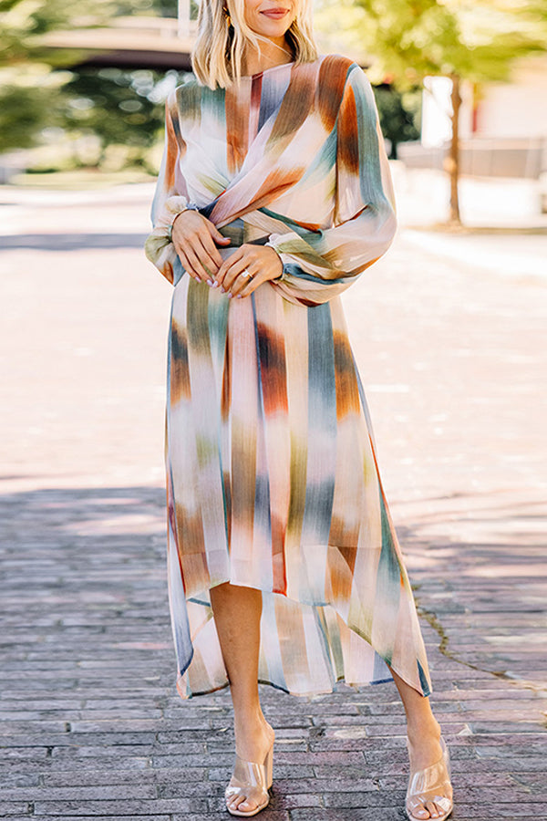 Take Me Away Multi Colored Abstract Midi Dress