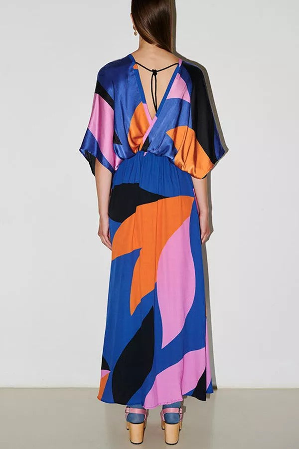 Off Into The Sunset Colorblock Kimono Maxi Dress