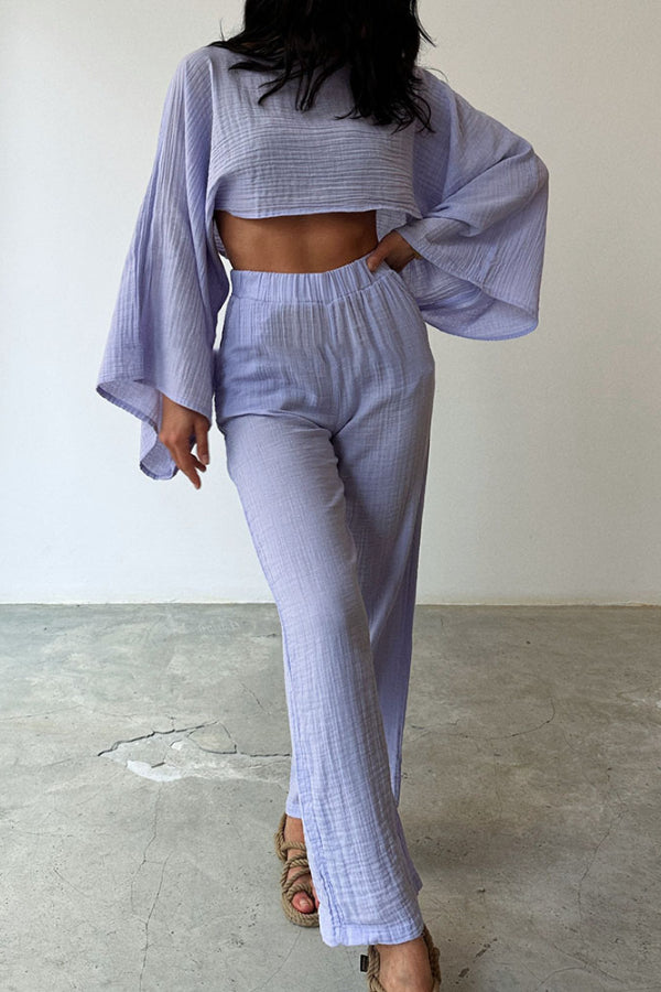 Fantasy Purple Cotton and Linen Two-piece Set