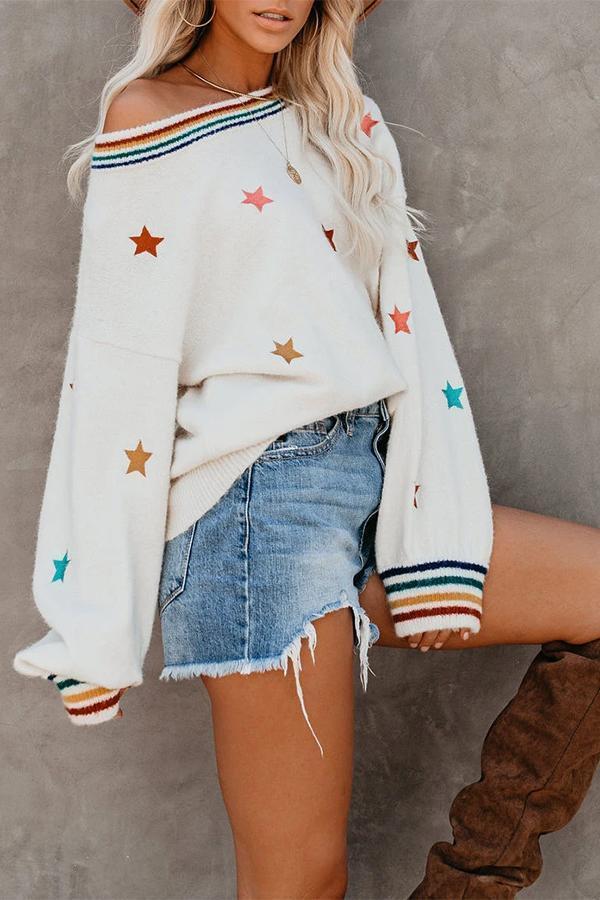 Long Sleeve Star Pattern Sweater