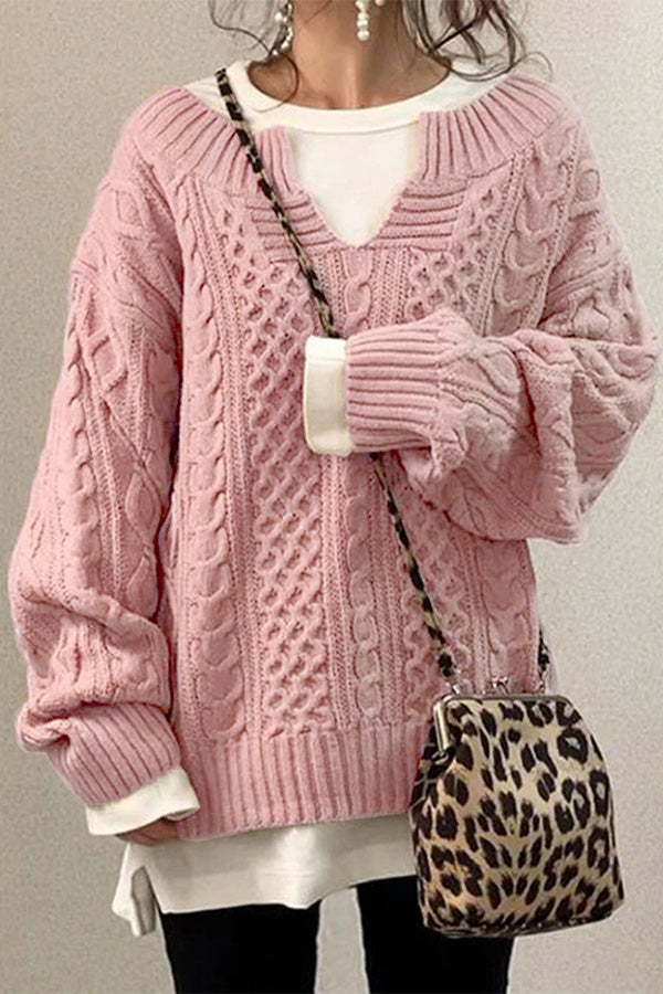 Knitted Pattern Casual Knit Sweater