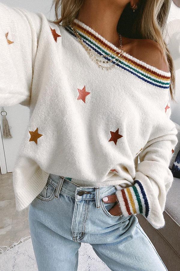 Long Sleeve Star Pattern Sweater