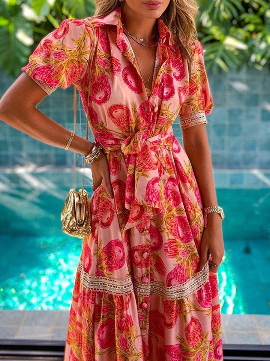 Bohemian Short Sleeve Print Dress