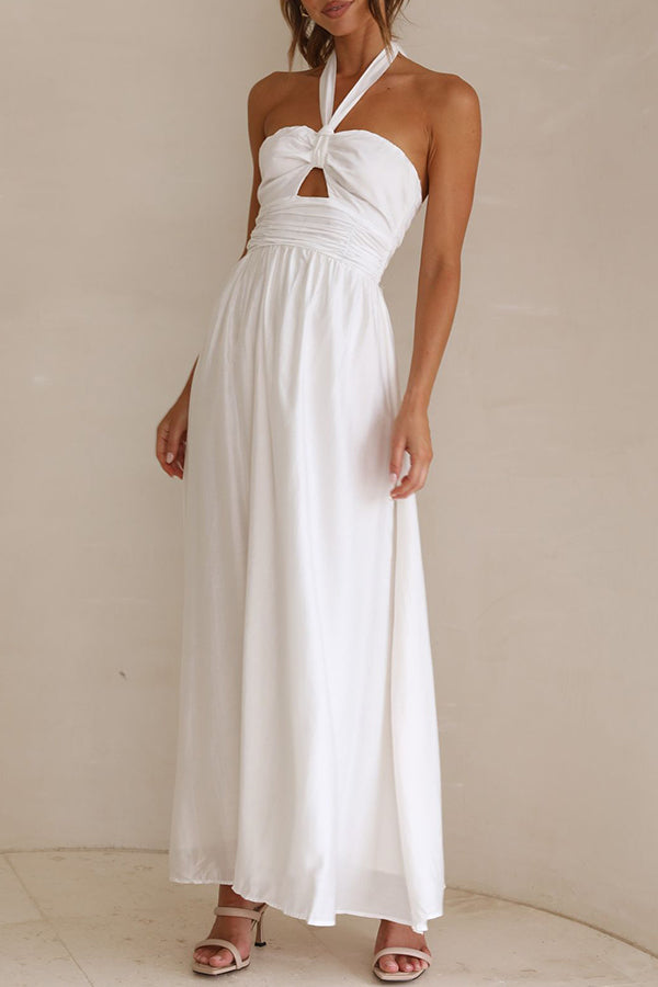 halterneck open back maxi dress