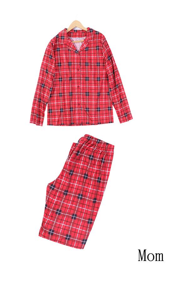 Classic Plaid Xmas Deer Sleepwear for Family Mens Womens Christmas Family